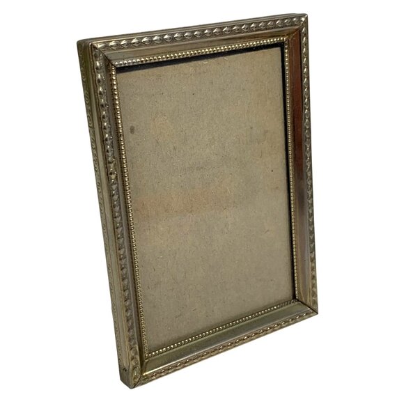 Vintage Silver-Tone Ornate Metal Mini Picture Easel Frame For Photos 2x3" - Picture 2 of 8